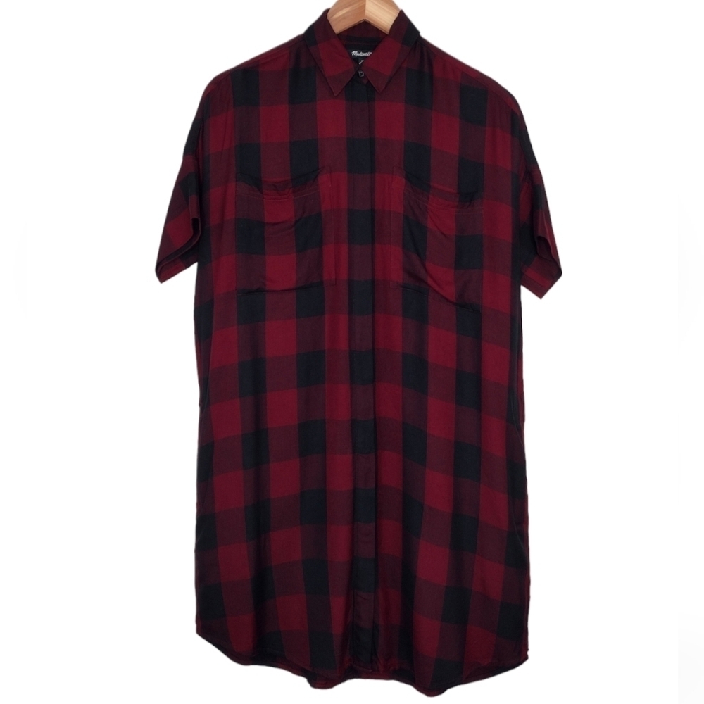 Madewell Women's Plaid Button Down Short Sleeve Shirt Dress Size XS